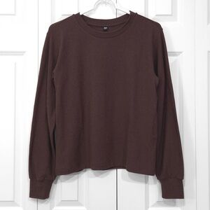 Uniqlo Soft Knitted Crew Neck Fleece Sweater Brown Long Sleeve Women XSmall
